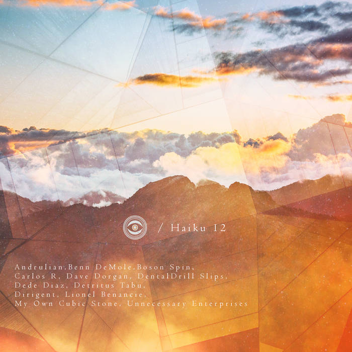 Haiku 12 album cover. The image is a view of a mountain range with text overlay.