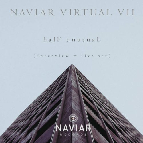 Naviar Virtual VII album cover. The image appears to be related to an event called "NAVIAR VIRTUAL VII" hosted by Naviar Records. The event includes an interview and a live set. It seems to be a mix of text and possibly a skyline or skyscraper in the background