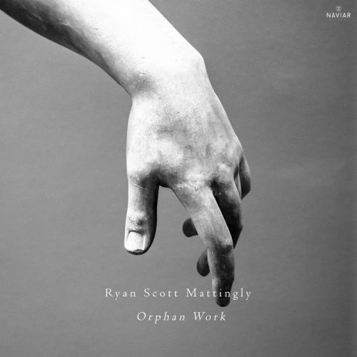 Orphan Work album cover. The image depicts a black and white scene, featuring a person's hand.